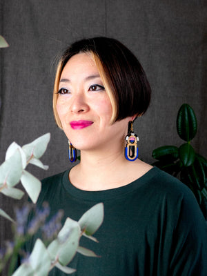 FORM061 ESTRELLA II Drop Earrings - Gold, Babypink, Blue