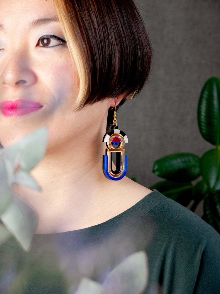 FORM061 ESTRELLA II Drop Earrings - Gold, Babypink, Blue