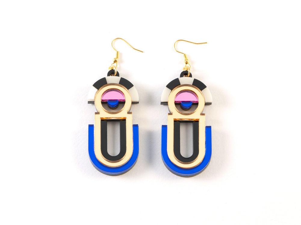 FORM061 ESTRELLA II Drop Earrings - Gold, Babypink, Blue