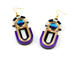 FORM061 ESTRELLA II Drop Earrings - Gold, Ice Blue, Purple