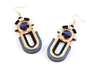 FORM061 ESTRELLA II Drop Earrings - Gold, Slate Grey, Purple