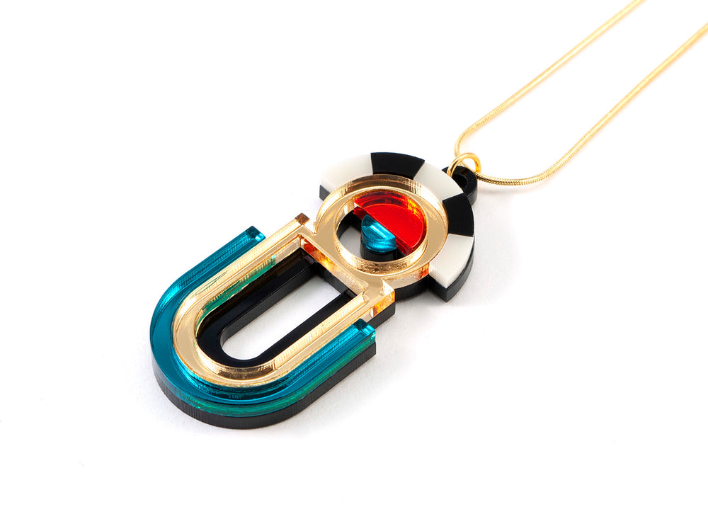 FORM064 ESTRELLA II Necklace - Gold, Teal, Orange