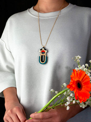 FORM064 ESTRELLA II Necklace - Gold, Teal, Orange