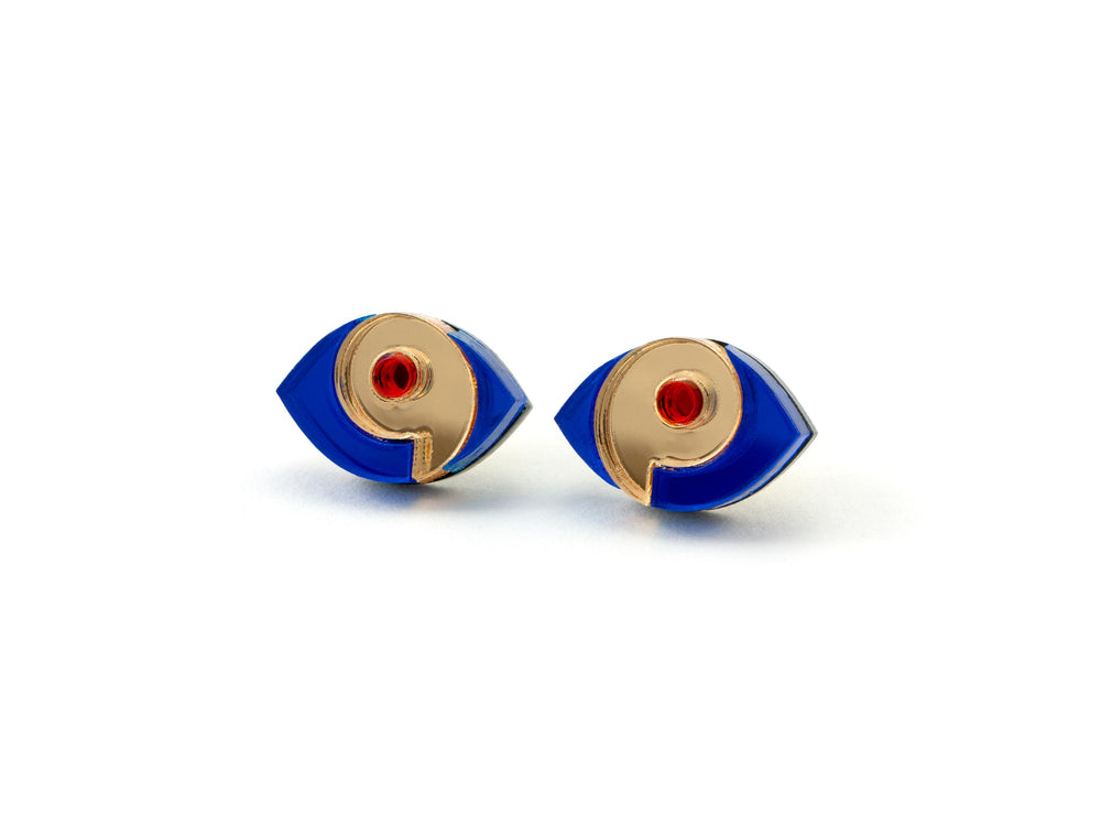 FORM066 HORUS Mini Stud Earrings -  Blue, Gold, Orange