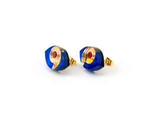 FORM066 HORUS Mini Stud Earrings -  Blue, Gold, Orange