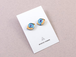 FORM066 HORUS Mini Stud Earrings -  Gold, Iceblue, Purple