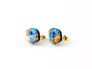 FORM066 HORUS Mini Stud Earrings -  Gold, Iceblue, Purple