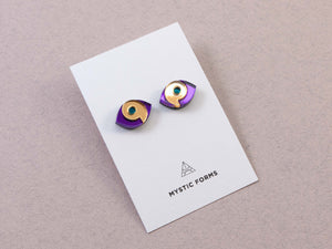 FORM066 HORUS Mini Stud Earrings -  Purple, Gold, Teal