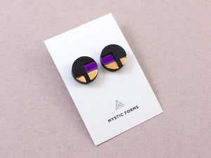 FORM067  NUT Stud Earrings - Purple