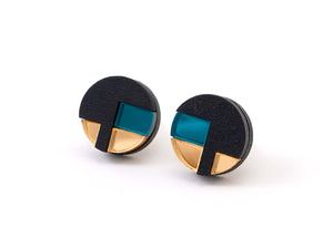 FORM067  NUT Stud Earrings - Teal