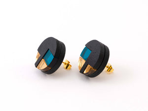 FORM067  NUT Stud Earrings - Teal