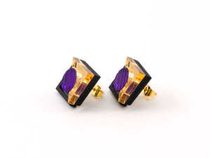 FORM068 KHUFU I Stud Earrings - Gold, Purple