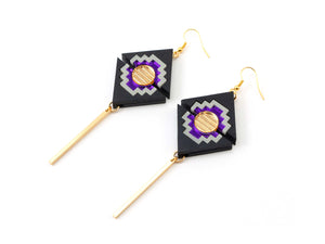 FORM074 KHUFU II Drop Earrings - Purple, Gold