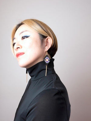 FORM074 KHUFU II Drop Earrings - Purple, Gold