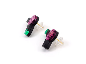 FORM080  SKYLINE Studs - Babypink, Green