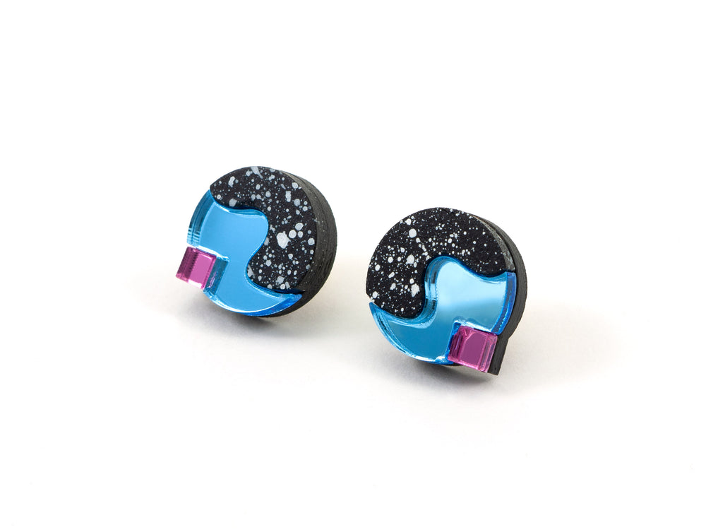 FORM081  BUBBLE Studs - Black, Iceblue, Babypink