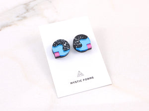 FORM081  BUBBLE Studs - Black, Iceblue, Babypink