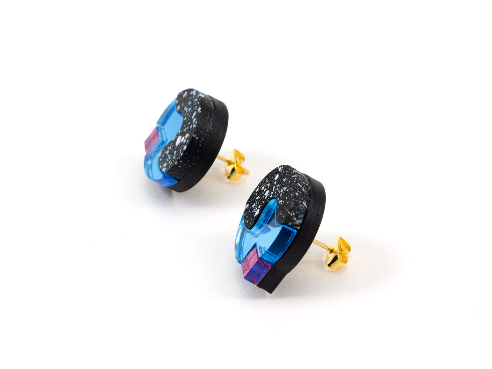 FORM081  BUBBLE Studs - Black, Iceblue, Babypink