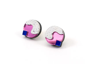 FORM081  BUBBLE Studs - White, Babypink, Blue