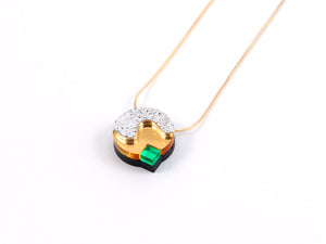 FORM082  BUBBLE Necklace - White, Gold, Green