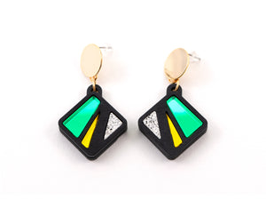 FORM087 SPARKLE Studs - Green, Yellow