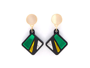 FORM087 SPARKLE Studs - Green, Yellow