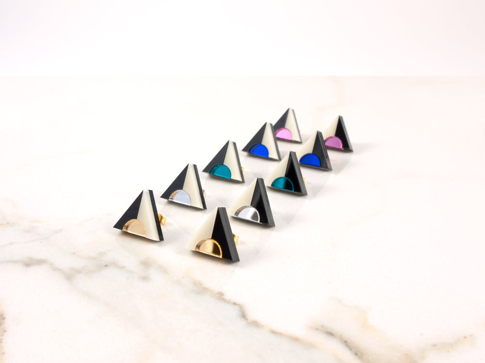 FORM020 Earrings - Gold, Black, Ivory