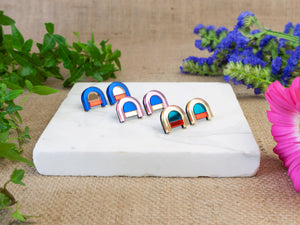 FORM040 Earrings - Babypink, Blue, Gold