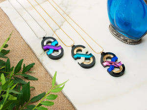 FORM042 Necklace - Mirror Purple, Skublue, Silver