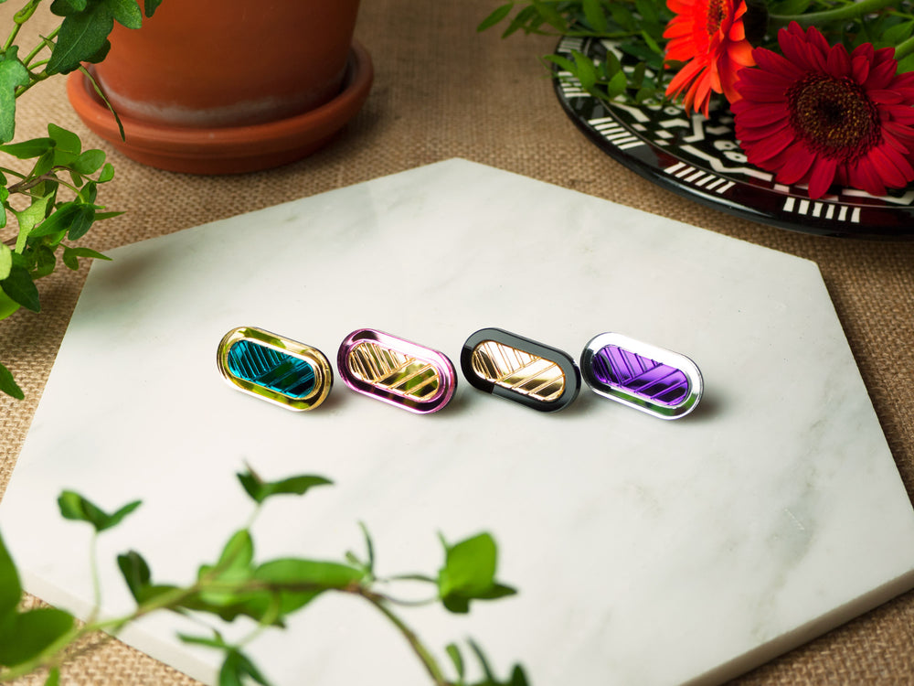 FORM045 Earrings - Gold, Teal
