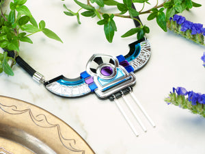 FORM051 Necklace - Silver, Blue, Mirror purple, Skyblue