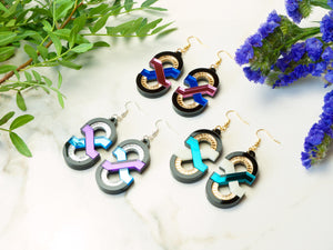 FORM041 Earrings - Babypink, Blue, Gold