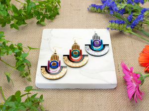 FORM049 Earrings - Gold, Babypink, Blue