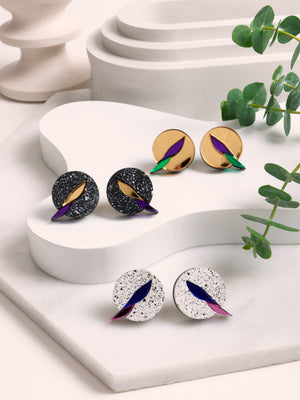 FORM079 BREEZE Studs - Gold, Purple, Green