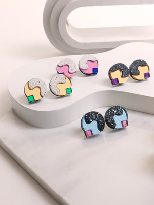 FORM081  BUBBLE Studs - Black, Iceblue, Babypink