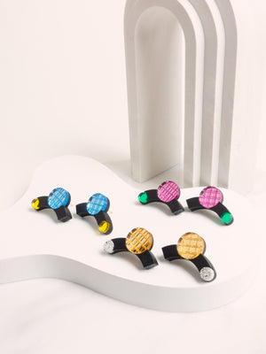 FORM080  SKYLINE Studs - Babypink, Green